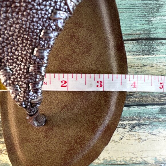 OTBT Meditate Thong Sandals Womens 8M Gray Leather Wedge Slingback Whipstitch - Picture 9 of 12